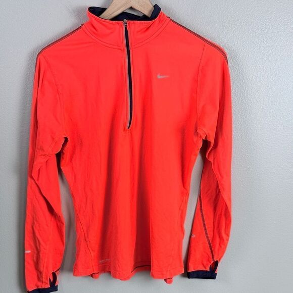 Nike Tops - Nike Orange & Blue 3/4 Fleece Pullover Sweatshirt